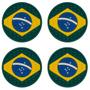 Imagem de Porta Copos Bandeira do Brasil Alto Relevo Emborrachado 4 Unidades