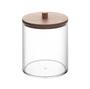 Imagem de Porta Cotonete Redondo Com Tampa De Bambu My Box 7X7X8Cm