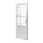 Imagem de Porta de Aço com Postigo 215x83cm com Grade Quadriculada e Vidro Liso Unicsol Ramassol