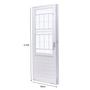 Imagem de Porta de Aço com Postigo 215x83cm com Grade Quadriculada e Vidro Liso Unicsol Ramassol