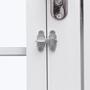 Imagem de Porta de Aço com Postigo 215x83cm com Grade Quadriculada e Vidro Liso Unicsol Ramassol