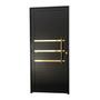 Imagem de Porta de Aluminio Lambril 210x90cm Frisada com Puxador Super Brimak Preto Dourado