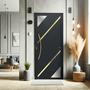 Imagem de Porta de Aluminio Pivotante Lambril 210x100cm com Puxador Super Oasis Brimak Preto Dourado