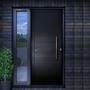 Imagem de Porta de Aluminio Pivotante Lambril 210x100cm com Puxador Super Preto Dourado