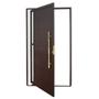 Imagem de Porta de Aluminio Pivotante Lambril 210x100cm com Puxador Super Visione Brimak Marrom Corten Dourado