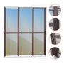 Imagem de Porta de Correr 3 Folhas Moveis Sequenciais 210 X 150 Elite com Fechadura Tetra Vidro Reflex
