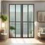 Imagem de Porta de Correr 4 Folhas Moveis 210 X 200 Elite com Fechadura Tetra Vidro Liso