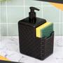 Imagem de Porta Detergente e Esponja Rattan 500ml Preto Dispenser - Arqplast