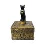 Imagem de Porta Joia Quadrado Bastet Dourado 12,5 Cm Em Resina