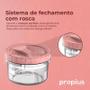 Imagem de Porta Mantimento Conjunto De Potes Tampa Com Rosca Rosa Guardar Transparente Vasilha Multiuso Kit Jogo