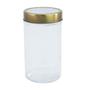 Imagem de PORTA MANTIMENTO REDONDO EM VIDRO 500ML com tampa em acrilico dourado - Lyor