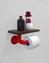 Imagem de Porta Papel Higiênico Acessório para Banheiro Papeleira Suporte de Parede - Vermelho Laca