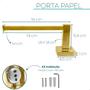 Imagem de Porta Papel Higiênico Dourado Aço Inox 304 Papeleira De Banheiro Metal Inox Suporte De Parede Lavabo Acessorio Quadrado Gold Brilhoso Luxo
