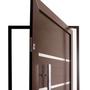 Imagem de Porta Pivotante de Alumínio Lambril 2,10 X 0,90 Com Puxador 80cm e Kit Fechadura Esquerda Cor Bronze