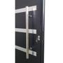 Imagem de Porta Pivotante de Alumínio Preto Com Puxador, Friso e Vidro Linha Veneza