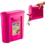 Imagem de Porta ração pote plástico com tampa rosa dispenser para pets gatos e cães cachorro Sanremo guardar