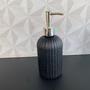 Imagem de Porta sabonete líquido de porcelana preto ou branco 400ml para banheiro com dispenser de inox