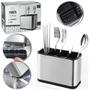 Imagem de Porta Talher / Escorredor Talher Inox Retangular 4 Cavidades