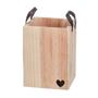 Imagem de Porta Talher Organizador Clean Coração Madeira Pinus Alça Couro