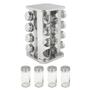 Imagem de Porta Tempero Condimentos Inox Giratório Com 16 Potes de Vidro Tampa em Inox 