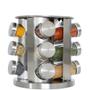 Imagem de Porta Tempero  Condimentos Inox Redondo Com Suporte Giratório 12 Potes de Vidro Tampa em Inox 