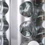 Imagem de Porta Tempero  Condimentos Inox Redondo Com Suporte Giratório 12 Potes de Vidro Tampa em Inox 