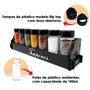 Imagem de Porta Temperos/Condimentos MDF kit 07 potes c/ Tampa Dosadora + Suporte *QR7