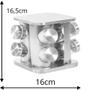 Imagem de Porta Temperos de Aço Inox com 8 Potes de vidro