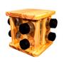 Imagem de Porta Temperos e Condimentos em Madeira - Pantheon - 8 Potes de Vidro 100ml - Organizador-Cozinha-Moderno-Prático-Suporte-Resistente-Decoração-Mesa