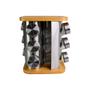 Imagem de Porta Temperos Giratório Inox com Base de Bambu 12 Potes 90ml