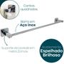 Imagem de Porta Toalha de Banho Cromado Suporte Barra 60cm Inox 304 Para Banheiro Toalheiro Reto De Parede Quadrado Metal Lavabo L