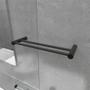 Imagem de Porta Toalha Duplo Barra Redonda 50cm Modelo Orion Preto Fosco Grego Metal