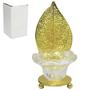 Imagem de Porta Vela Castical De Vidro Red C Base Metal Folha Dourado F221803