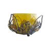 Imagem de Porta Vela Decorativa Castiçal Vidro E Metal Luxo Amarelo