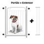 Imagem de Portão de Segurança Pet Cães Bebês 80x70cm com Extensor 10cm