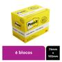 Imagem de POST-IT Amarelo 76MM X 102MM 6 Blocos de 100 Folhas 3M