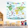 Imagem de Pôster de tapeçaria BASHOM TP-001 Animal World Map Kids 150x130c