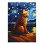 Imagem de Poster Decorativo Gato Laranja Noite Estrelada Van Gogh