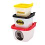 Imagem de Pote Batman Infantil Kit com 3 Marmitas para lanche Escolar Plasútil