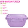Imagem de Pote Color Fliplock C/ Tampa 4 Travas 1400ml P/ Marmita Micro-ondas Armazenamento Geladeira Cozinha Quadrado - Rischioto