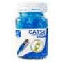 Imagem de Pote Conector Macho Plug RJ45 Cat5e de Passagem EZ Crimp 50 Peças + Capa RJ45 Snap in com Trava Azul 50 Peças - Pier