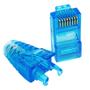 Imagem de Pote Conector Macho Plug RJ45 Cat5e de Passagem EZ Crimp 50 Peças + Capa RJ45 Snap in com Trava Azul 50 Peças - Pier