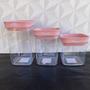 Imagem de Pote de acrílico rosa empilhavel para mantimentos de cozinha