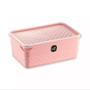 Imagem de Pote de plástico individual rosa UZ retangular com tampa para cozinha