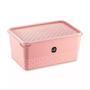 Imagem de Pote de plástico individual rosa UZ retangular com tampa para cozinha