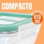 Imagem de Pote de Plástico Retangular 800ml c/Tampa Trava Resistente Freezer Microondas Cozinha