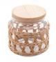 Imagem de Pote de vidro borossilicato com tampa em madeira sisal 520ml - WOLFF