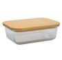 Imagem de Pote de vidro retangular com tampa estilo bambu 635ml - em casa