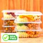 Pote Descartavel Retangular 250ml Freezer Com Tampa 24 Un - Copozan Imagem de Pote Descartavel Retangular 250ml Freezer Com Tampa 24 Un