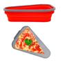 Imagem de Pote Expansível Silicone Separador Pizza Vermelho 25,5cm